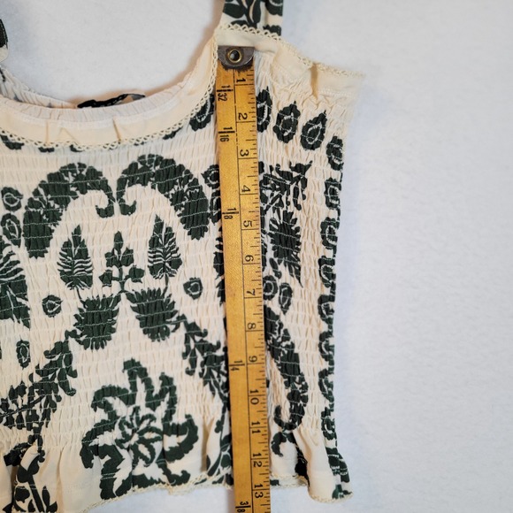 Sandro Women Ramatuelle Smocked Tie Shoulder Tank Top Size 1 Ivory Floral Boho - Picture 7 of 8